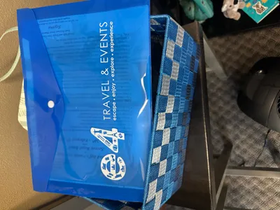 Use these branded packet to present clients travel documents Next time may elect to use a step in vinyl if available and cost wise Imprint of our logo is excellent c