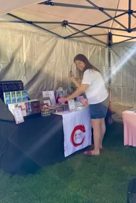 Table Runner - A craft fair where I sold books under my NO BOX BOOKS brand The banner was on point