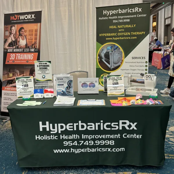 This was our table at the Holistic Health and Healing Expo - the table cover and banner came out better than expected We decided to do the show last minute Everything arrived before the show and your company was great to work with Very happy - will order again Have already recommended to colleagues