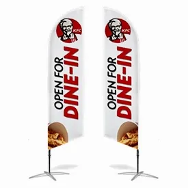 - Style 2 Ford 13.5ft Feather Banner Single-Sided, Poles and Cross Base Included 
