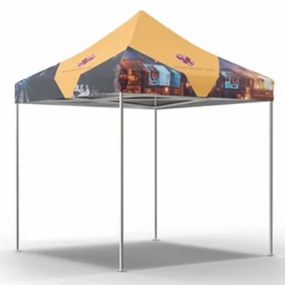 Canopy Topper & Frame Custom printed pop-up canopy tent with graphic design, displayed in a neutral space.
