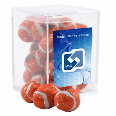Acrylic Box with Chocolate Footballs - Small - Custom Hats Now