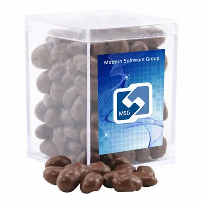 Acrylic Box with Choc Covered Raisins - Small - Custom Hats Now