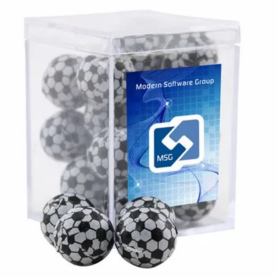 Acrylic Box with Chocolate Soccer Balls - Small - Custom Hats Now