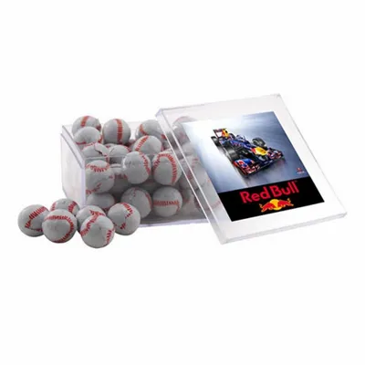 Acrylic Box with Chocolate Baseballs - Large - Custom Hats Now