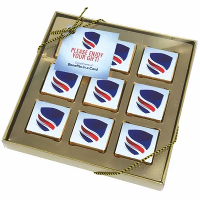 Nine Piece Chocolate Foiled Square Gift Box - Custom Hats Now