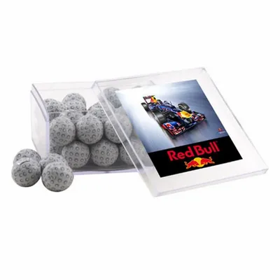 Acrylic Box with Chocolate Golf Balls - Large - Custom Hats Now