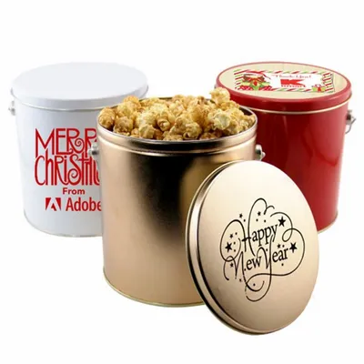 1 Gallon Gift Tin with Caramel Popcorn - Tote Bags Now