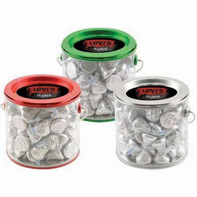 Tin Pail with Hershey Kisses - Custom Hats Now