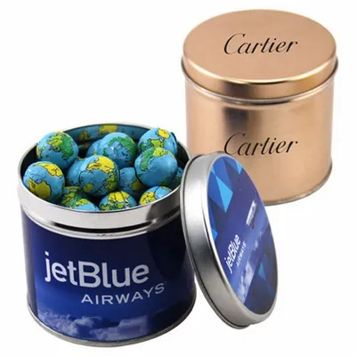 Round Tin with Chocolate Globes - SBF4100 - Custom Hats Now