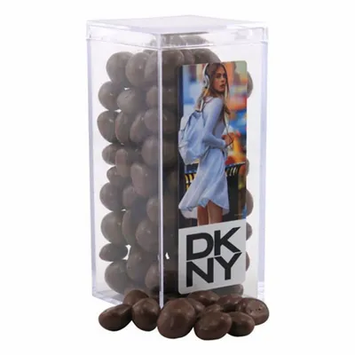 Acrylic Box with Chocolate Covered Peanuts - Medium - Custom Hats Now
