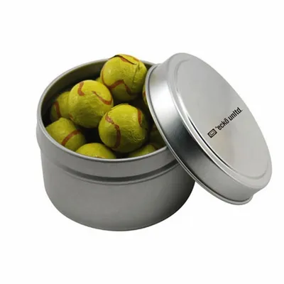 Round Tin with Chocolate Tennis Balls - SBF3100 - Tote Bags Now