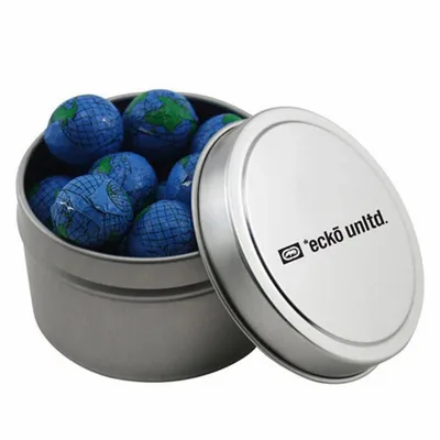 Round Tin with Chocolate Globes - SBF3100 - Tote Bags Now