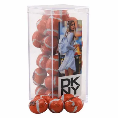 Acrylic Box with Chocolate Footballs - Medium - Custom Hats Now