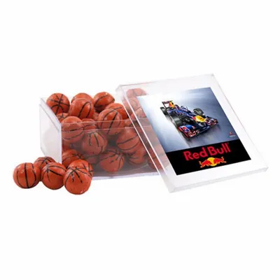 Acrylic Box with Chocolate Basketballs - Large - Custom Hats Now