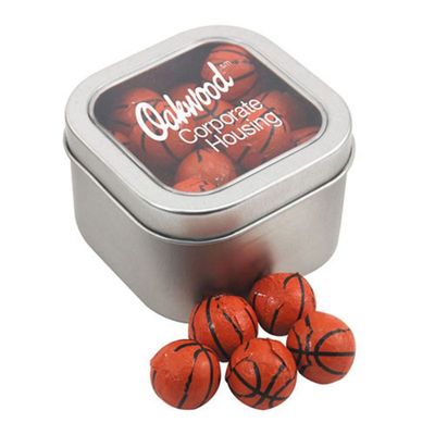 Window Tin with Chocolate Basketballs - SBF2700