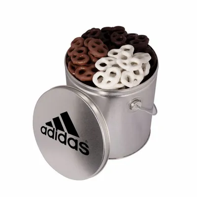 One Gallon Tin with Choc Mini Pretzels - Custom Hats Now