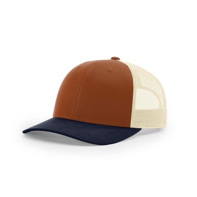 DARK ORANGE/BIRCH/PATRIOT BLUE DARK ORANGE/BIRCH/PATRIOT BLUE - Custom Hats Now