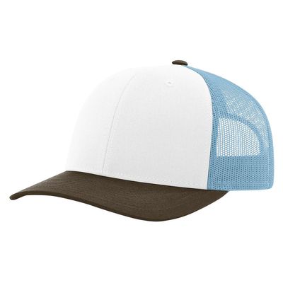 WHITE/COLUMBIA BLUE/BROWN WHITE/COLUMBIA BLUE/BROWN - Custom Hats Now