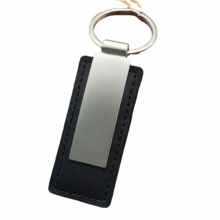 Rectangle Leather & Metal Keychain Rectangle Leather & Metal Keychain - Custom Hats Now