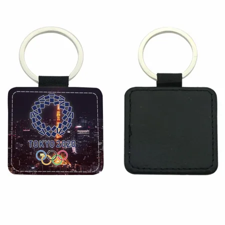 Square Leather Keychain Square Leather Keychain - Custom Hats Now