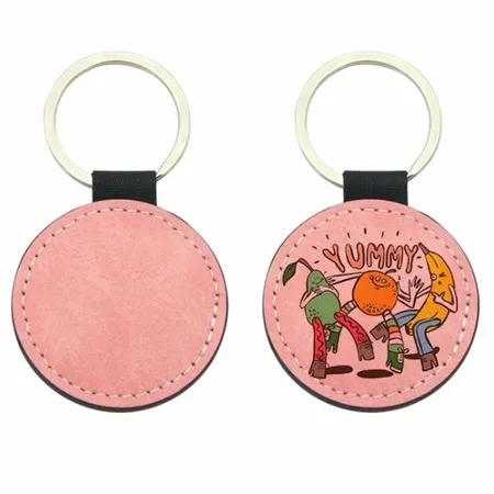 Full-Color Circle Leather Keychain Full-Color Circle Leather Keychain - Custom Hats Now