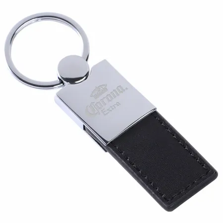 Polished Metal & Leather Keychain Polished Metal & Leather Keychain - Custom Hats Now