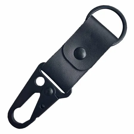 Leather Button Keychain Leather Button Keychain - Custom Hats Now