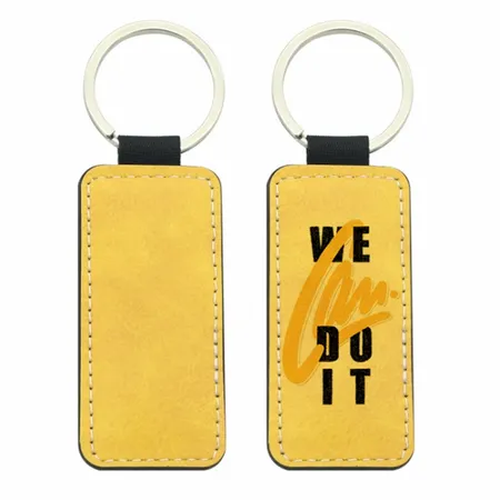 Full-Color Rectangle Leather Keychain Full-Color Rectangle Leather Keychain - Custom Hats Now