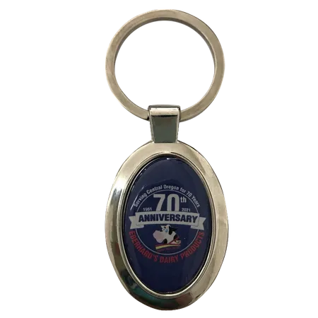 Durable Epoxy Oval Metal Keychain Durable Epoxy Oval Metal Keychain - Custom Hats Now