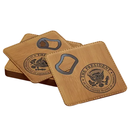 Leather Bottle Opener Coaster - Custom Hats Now