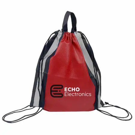 Reflective Side-Strip Drawstring Bag Reflective Side-Strip Drawstring Bag - Custom Hats Now