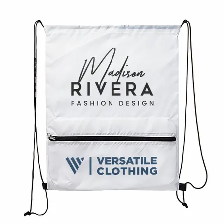 Zip Pocket Drawstring Bag Zip Pocket Drawstring Bag - Custom Hats Now