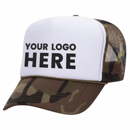 Otto 49-158 5-Panel High Crown Foam Trucker Hat - Camo - Custom Hats Now