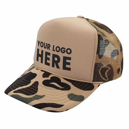Nissun CPC - Foam Trucker Hat Camo, 5-Panel Camouflage Cap - Custom Hats Now
