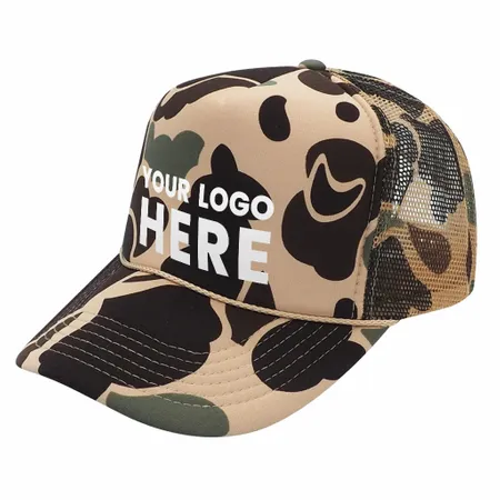 Nissun CSC - Foam Trucker Camo Hat, 5-Panel Camouflage Cap - Custom Hats Now