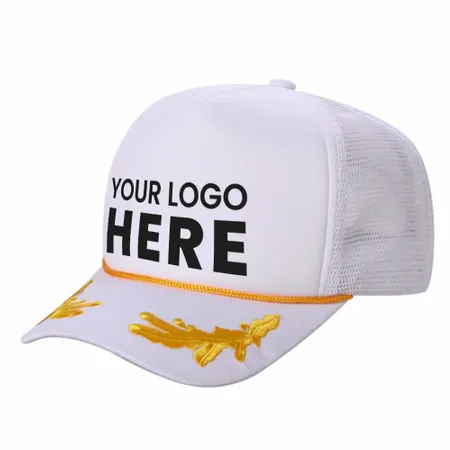 Unbranded Captain Military Foam Trucker Hat with Gold Leaf - Custom Hats Now