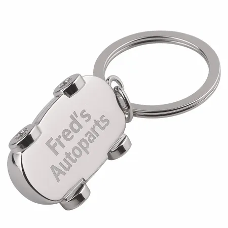 Intricate Car-shaped Metal Keychain - Custom Hats Now