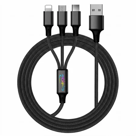 Nylon Braided 3-in-1 Charging Cables - Custom Hats Now