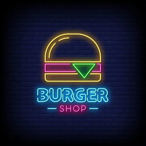 Burger Shop Neon Sign - Custom Hats Now