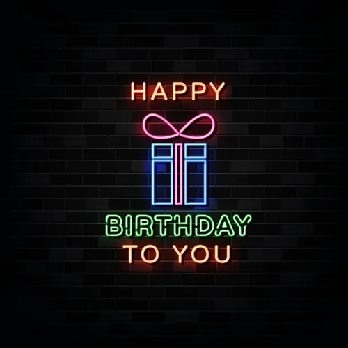 Happy Birthday To You with Gift Neon Sign - Custom Hats Now