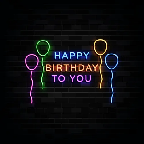 Happy Birthday To You with Balloons Neon Sign - Custom Hats Now