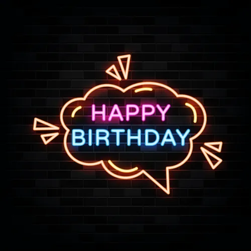 Happy Birthday in Bubble Thought Neon Sign - Custom Hats Now