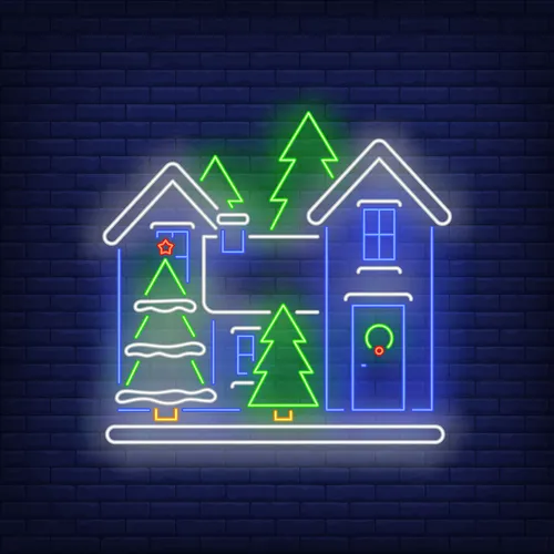 Christmas House Neon Sign - Custom Hats Now