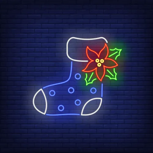 Boot Sock with Ponsettia Flower Neon Sign - Custom Hats Now