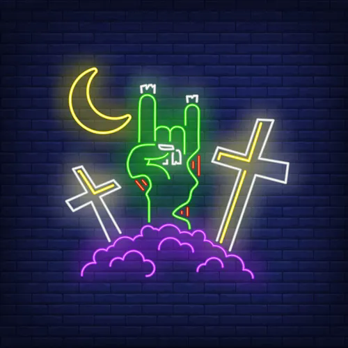 Devil Horn Zombie Hand Gesture Neon Sign - Custom Hats Now
