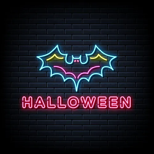 Halloween Neon Sign with Bat - Custom Hats Now
