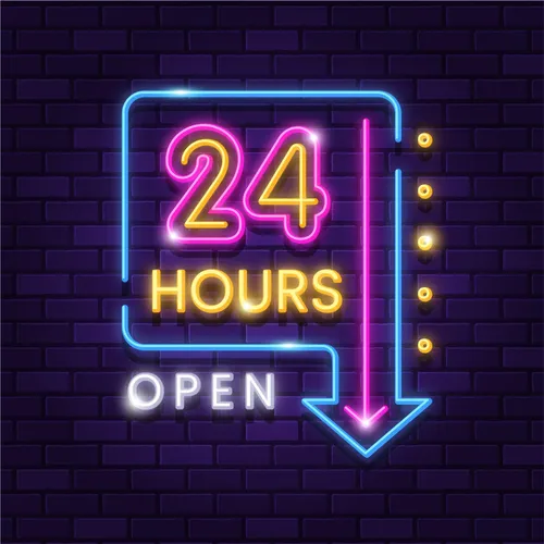 24 Hours Open Neon Sign - Custom Hats Now