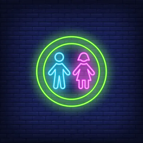 Boy & Girl Silhouettes Circle Neon Sign - Custom Hats Now