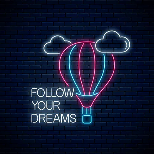 Follow Your Dreams With Hot Air Balloon Neon Sign - Custom Hats Now